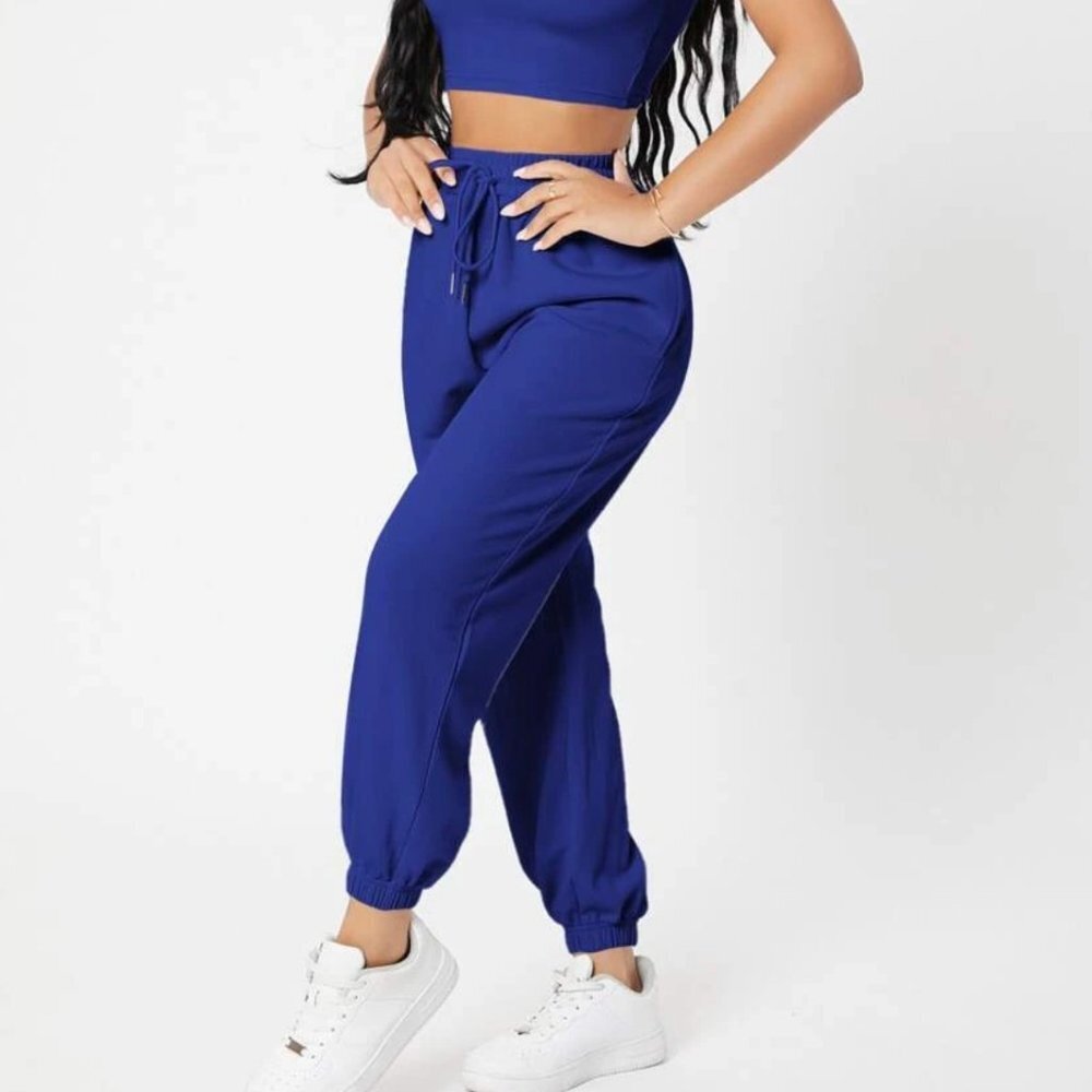 SHEIN PETITE Solid Royal Blue Jogger Pants ||  XXS